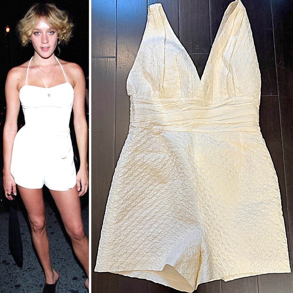 Authentic Christian Dior Ivory Silk textured romper shorts play suit euro 8 0-4